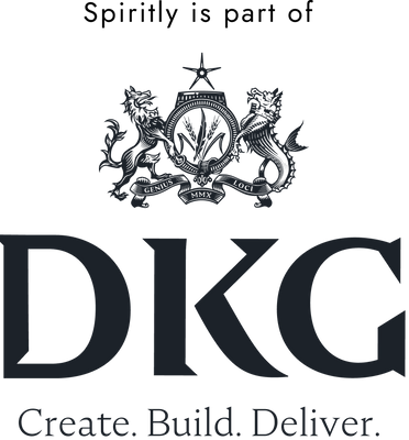 Logo of DKG with a crest and text on a white background
